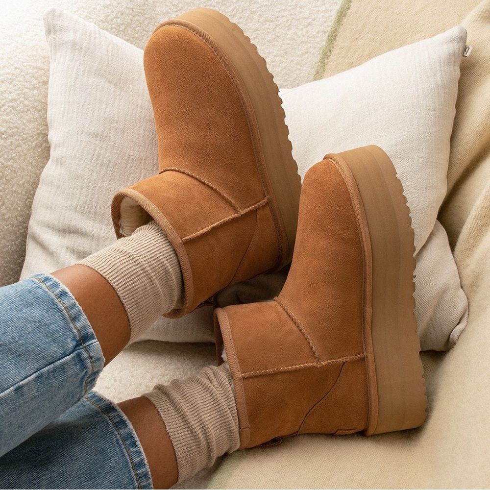 UGG CLASSIC MINI PLATFORM BOOTS NWT NIB Shoes chestnut - Picture 3 of 10
